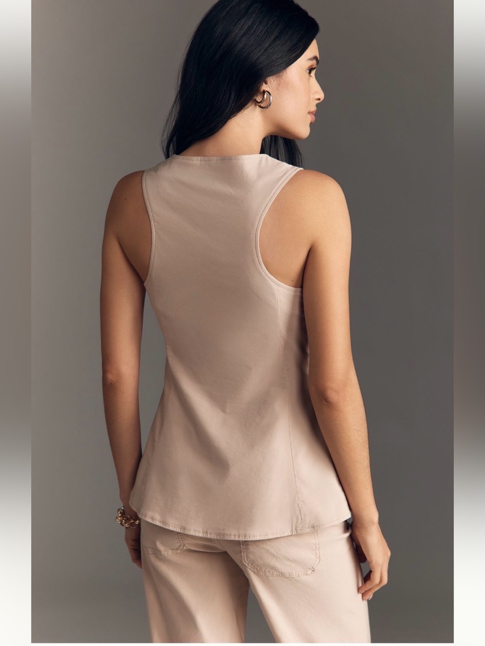 Anthropologie Preppy Maeve Kelly Green Vest NWT Stretch Racerback M Top - Picture 8 of 8